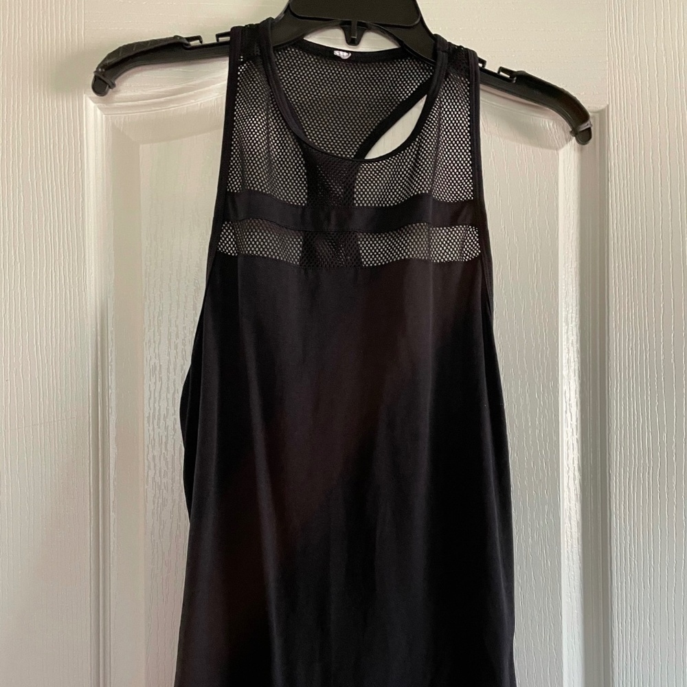 Fabletics Black Mesh Racerback Workout Top